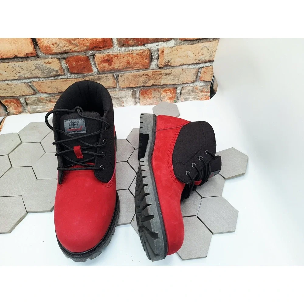 Timberland Premium Mid Lace Chukka Boots Red Black Mens Size 12 Nubuck TB0A431